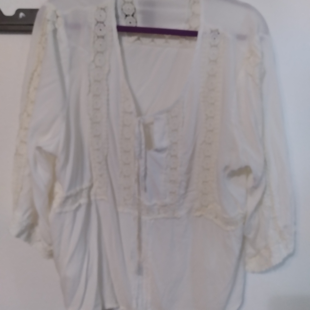 Off white top with lace insets